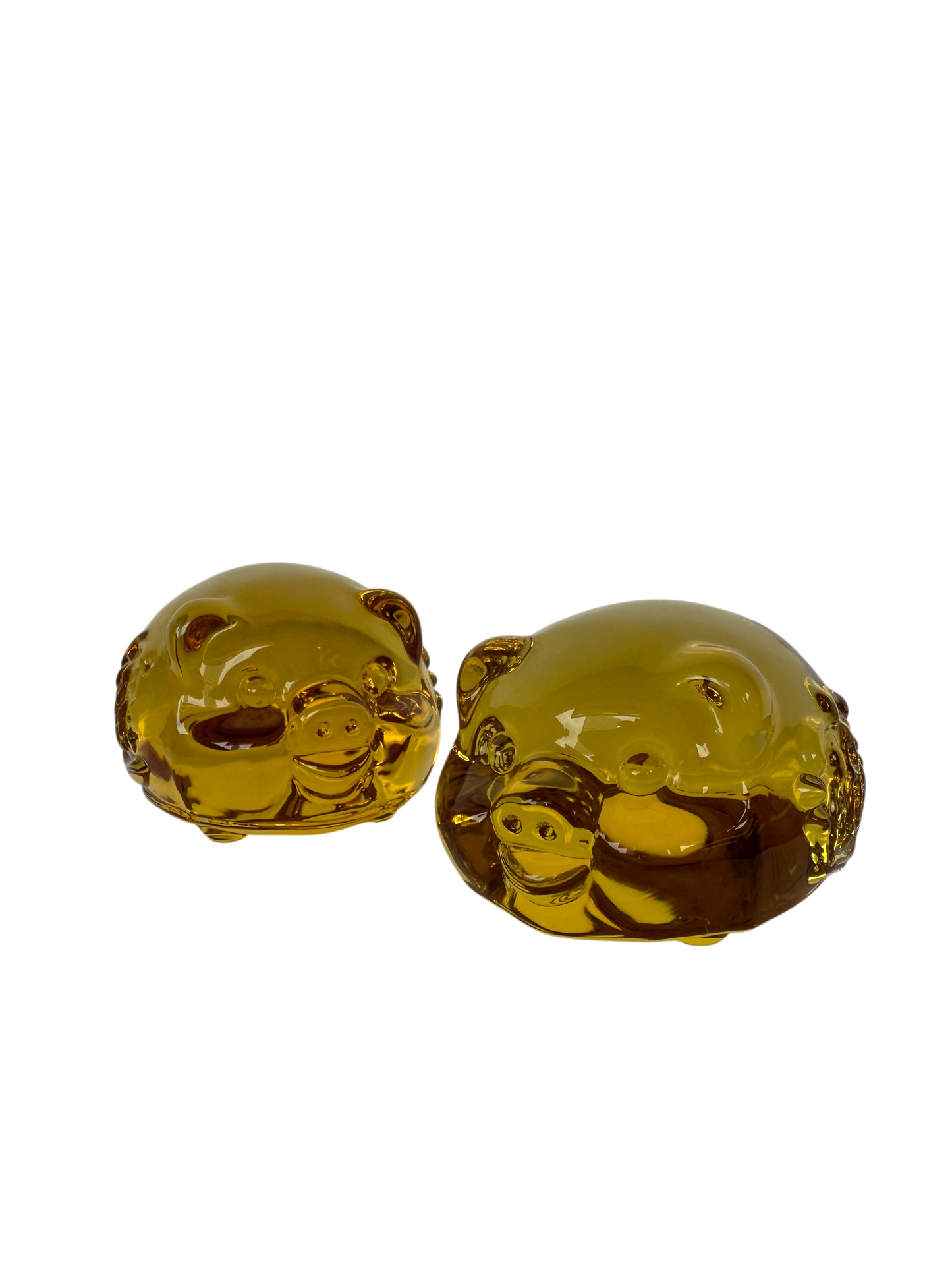 Set of 2 clear gold pigs