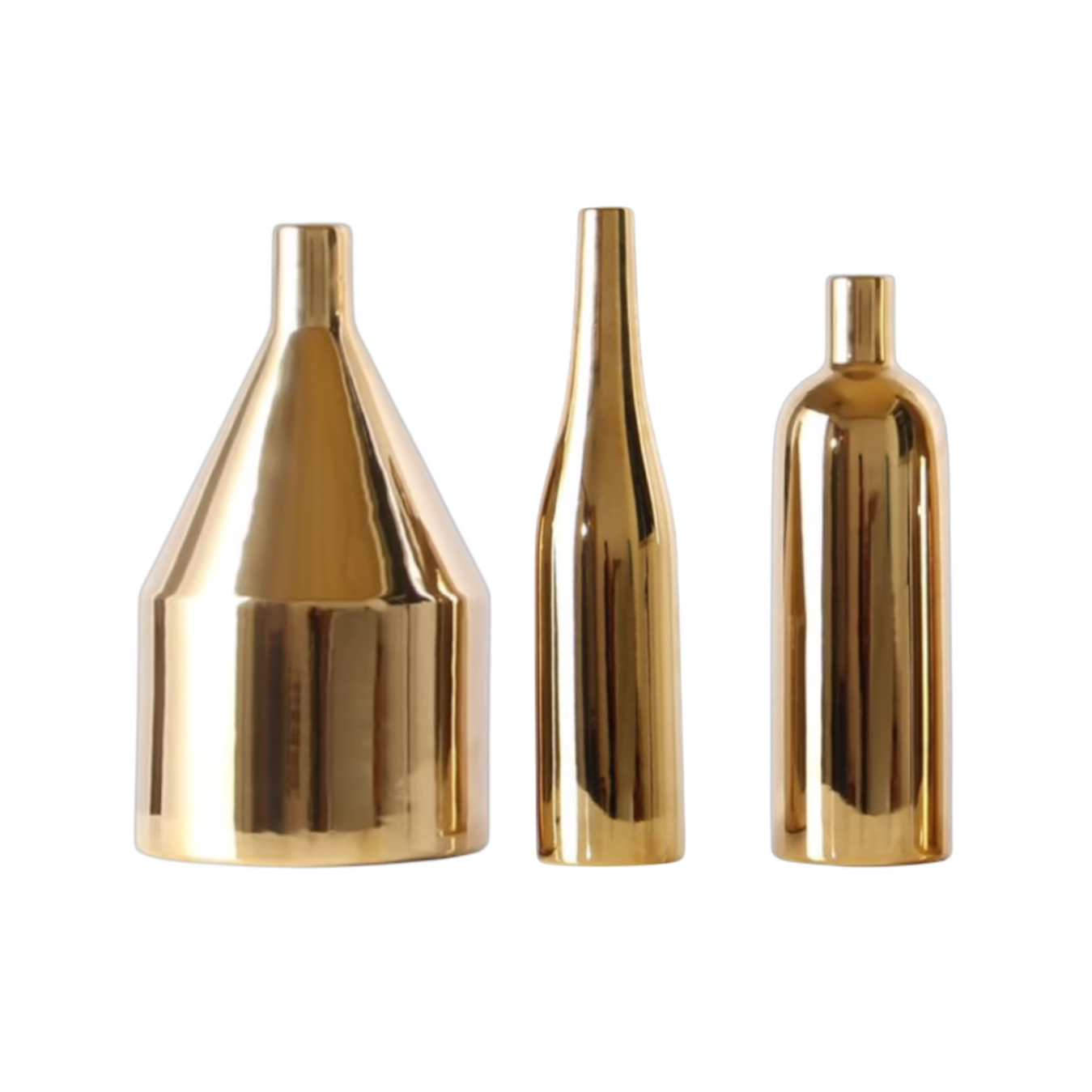 Set of 3 gold bottles