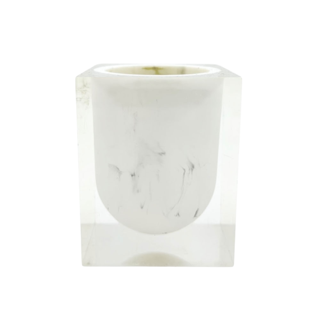 Transparent double base marble candle holder