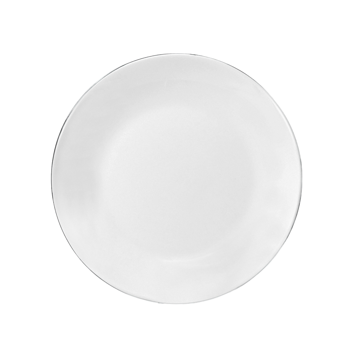 White plate with silver trim