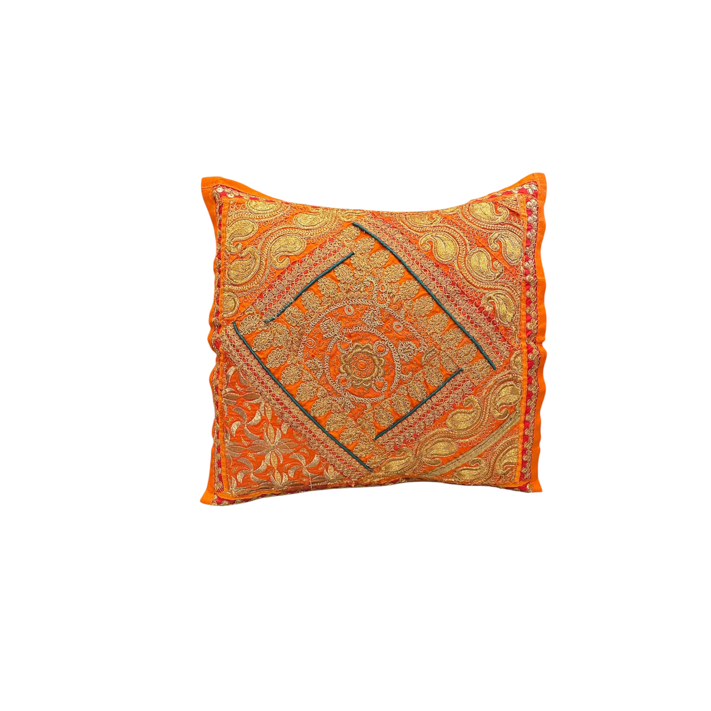 Sequin orange cushion