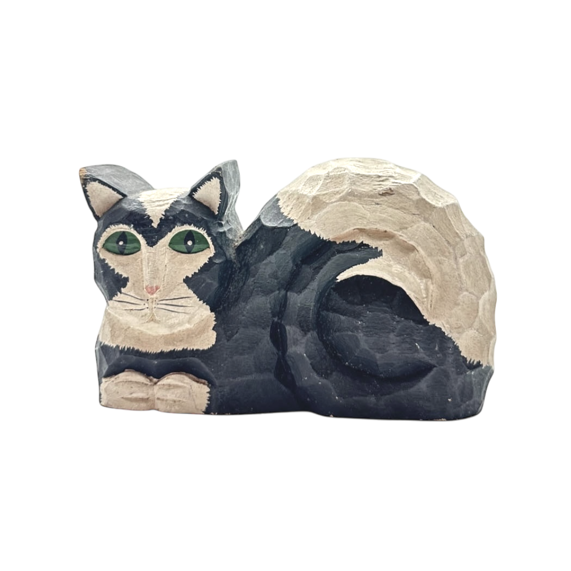 Black and white wood cat