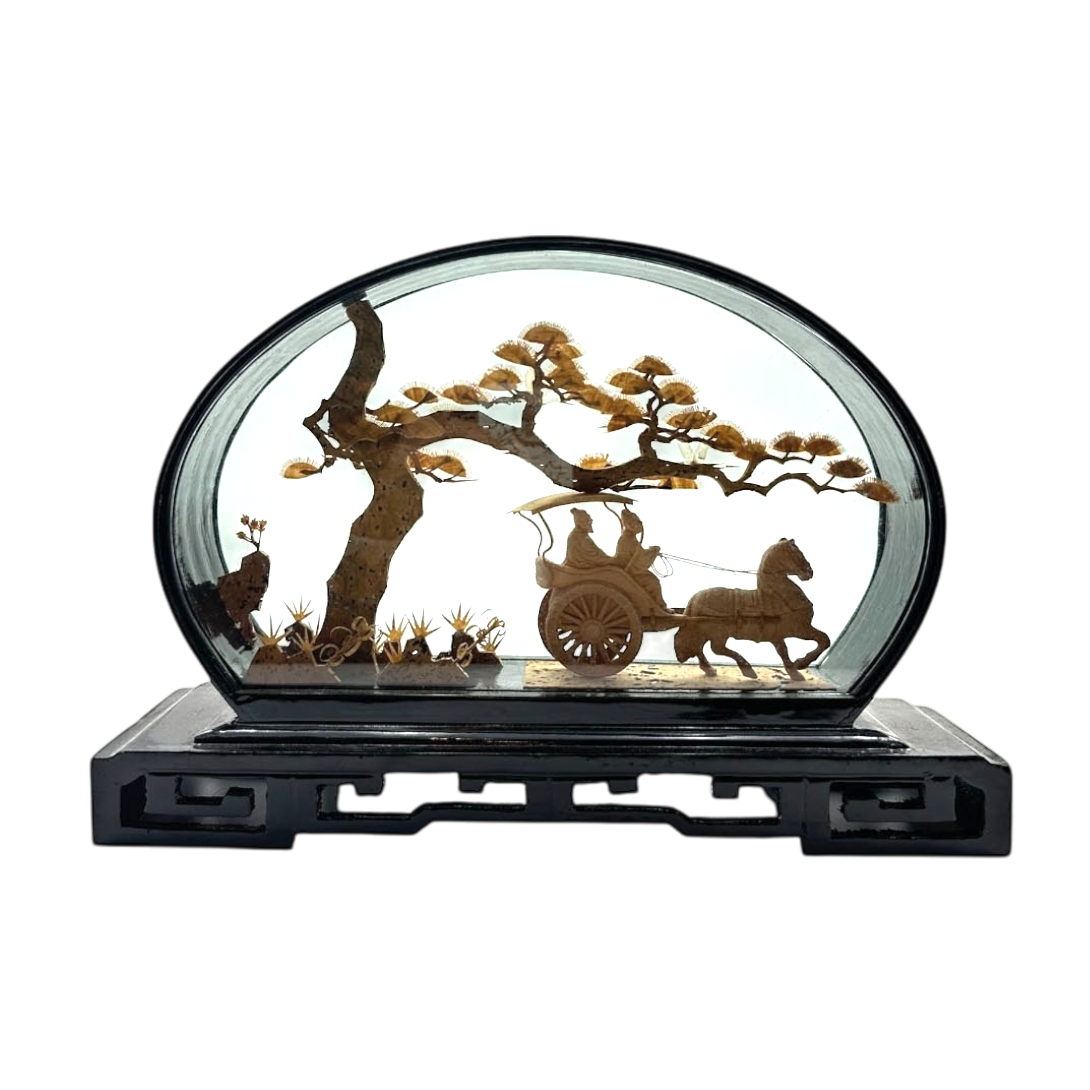 Chinese paper artwork in glass frame (oval)