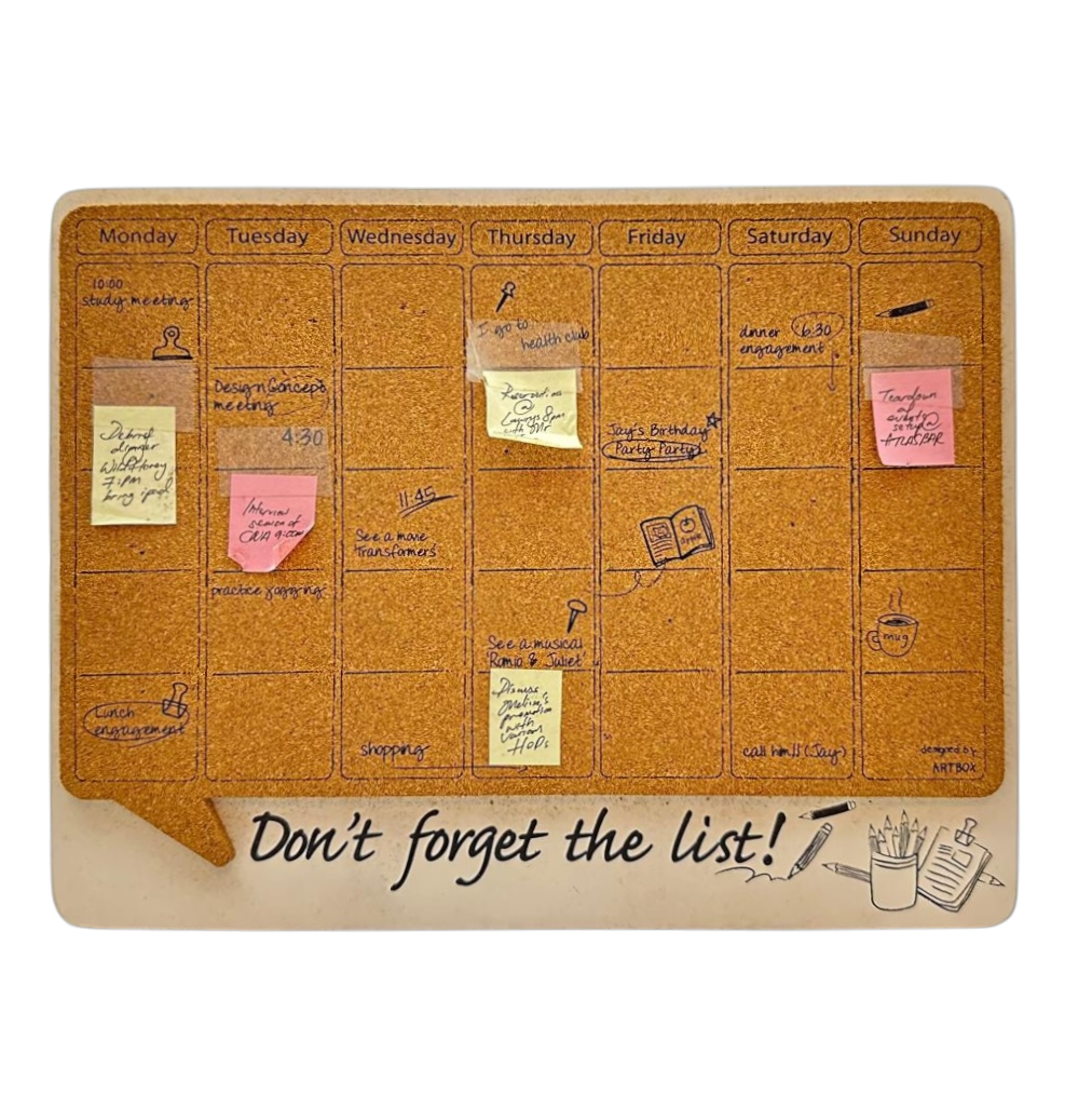 Cork calendar board