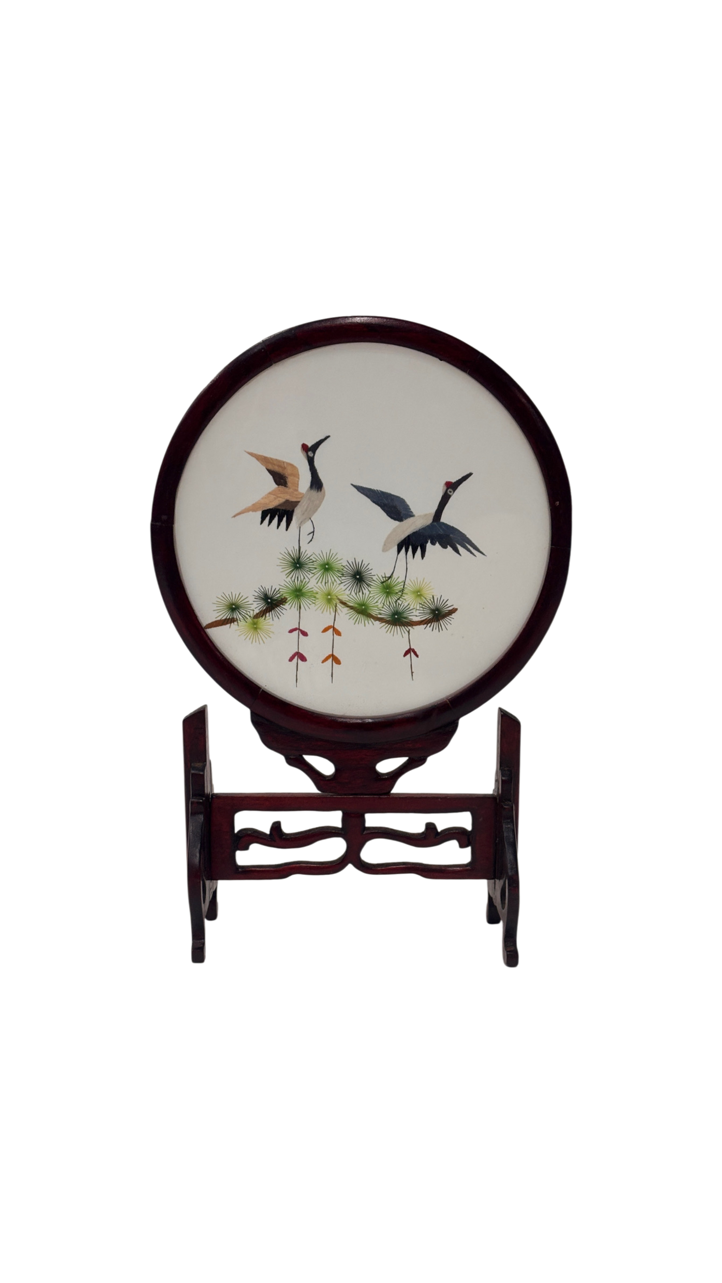 Round Chinese stork art