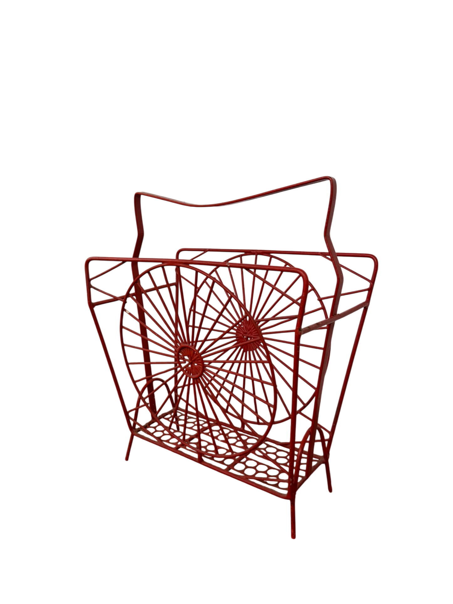 Vintage red magazine and newspaper rack