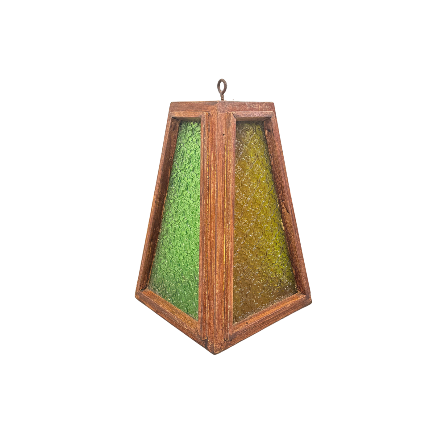 Vintage green and yellow glass lamp
