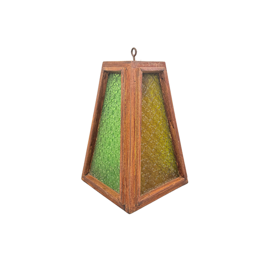 Vintage green and yellow glass lamp