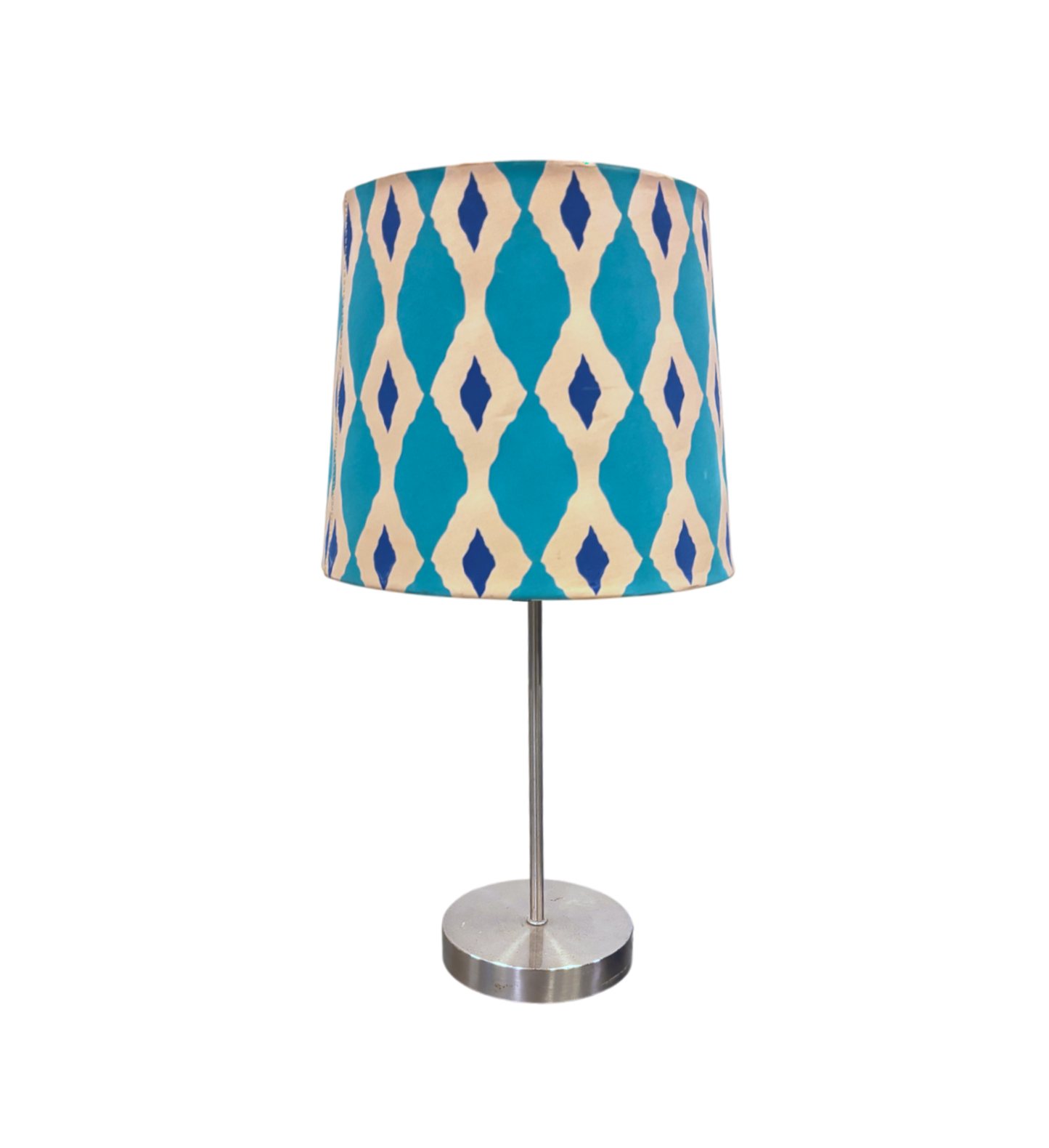 Teal diamond patterned lamp