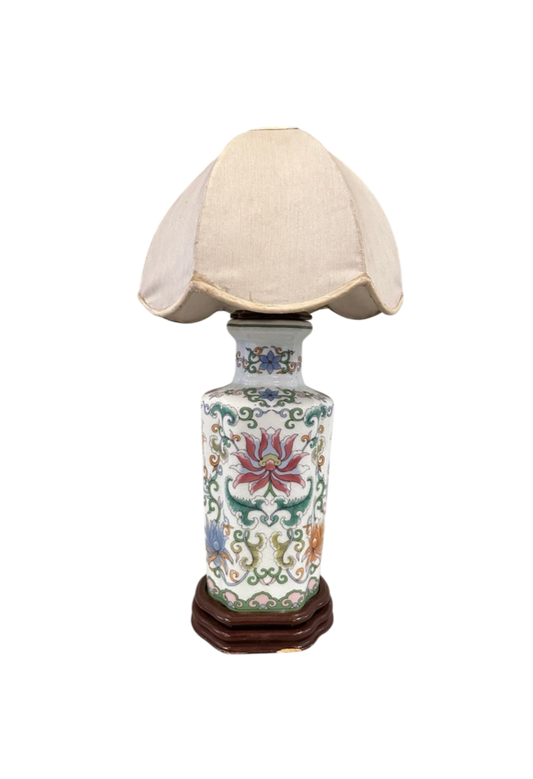 Flower pattern porcelain lamp