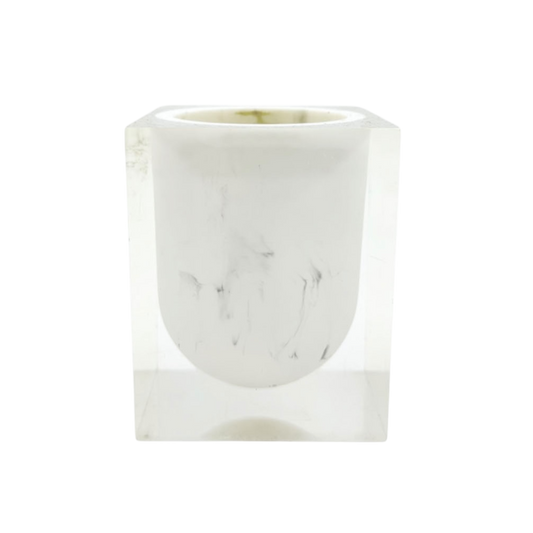 Transparent double base marble candle holder