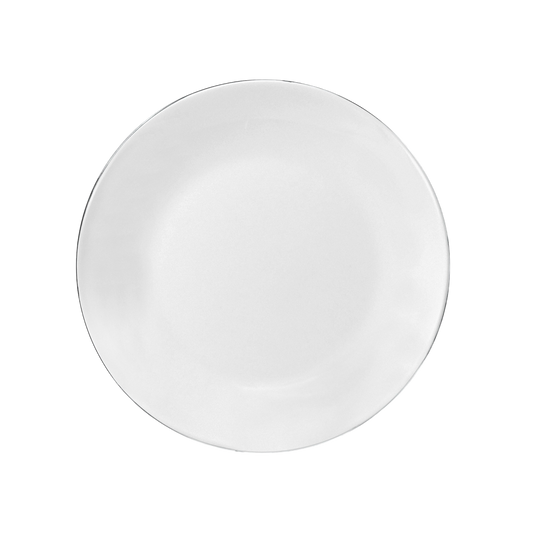 White plate with silver trim