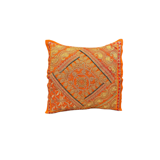 Sequin orange cushion