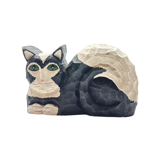 Black and white wood cat
