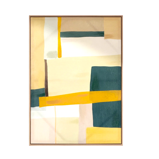 Green and yellow colour block on canvas
