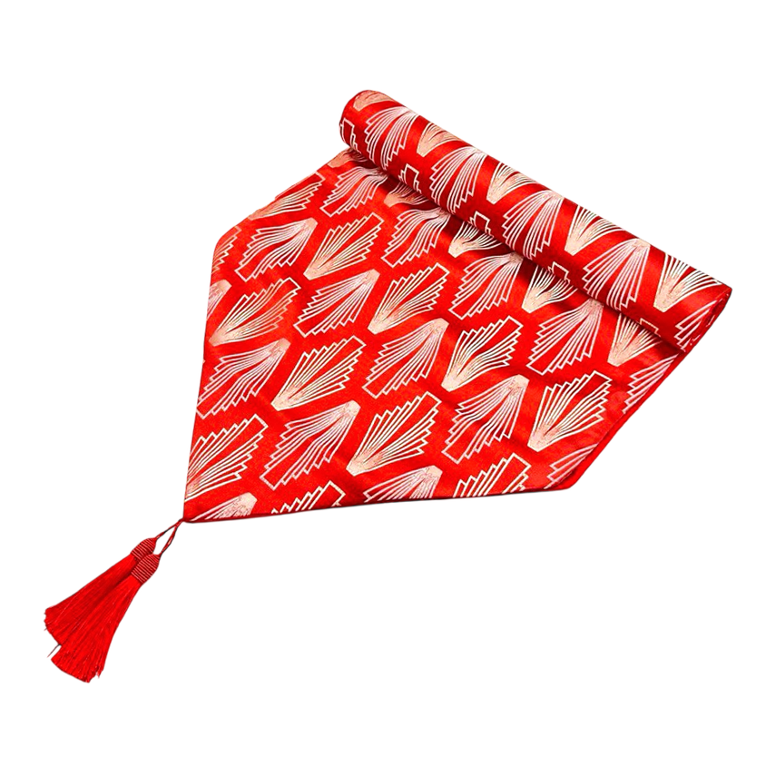 Red silk table runner