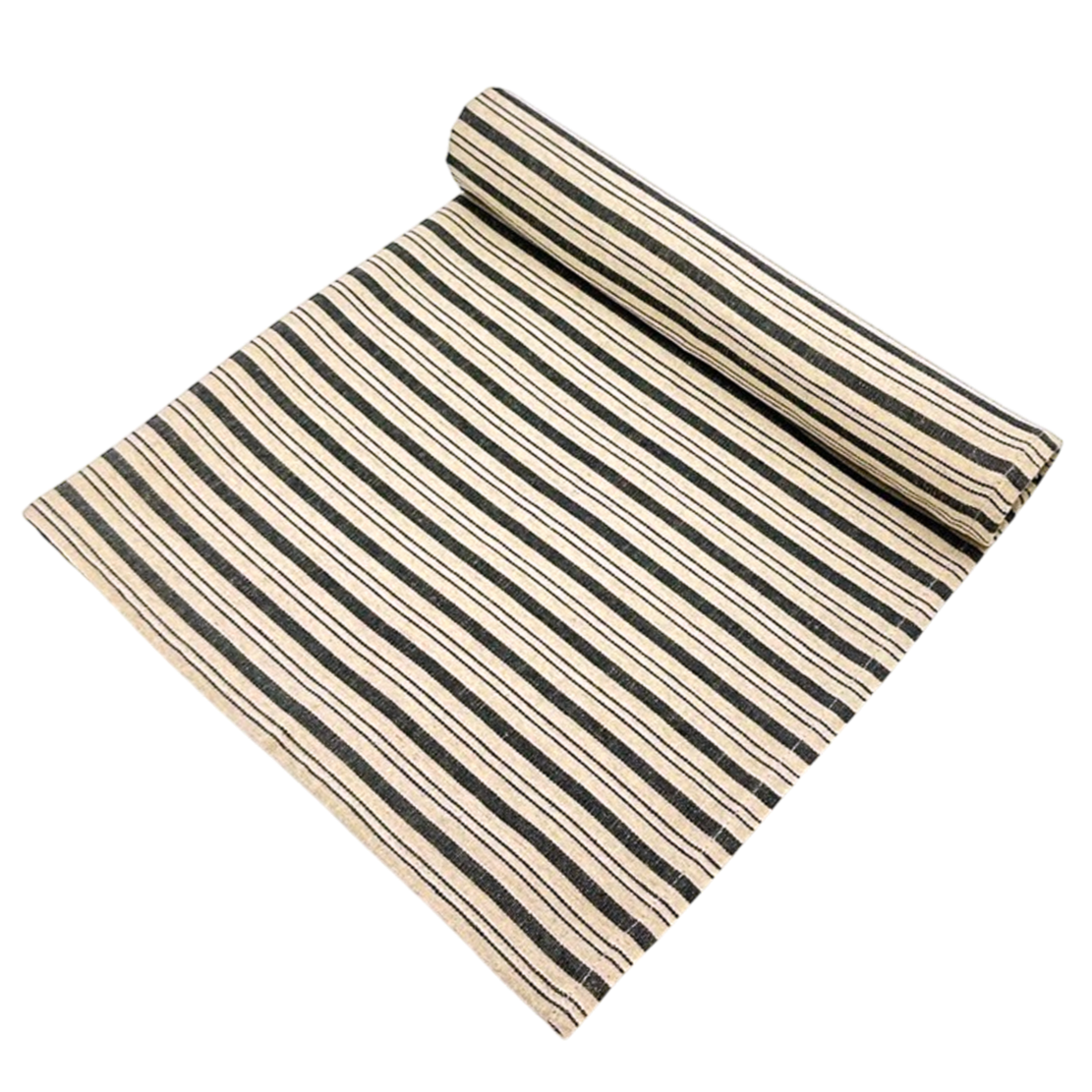 Black and cream stripped tablecloth