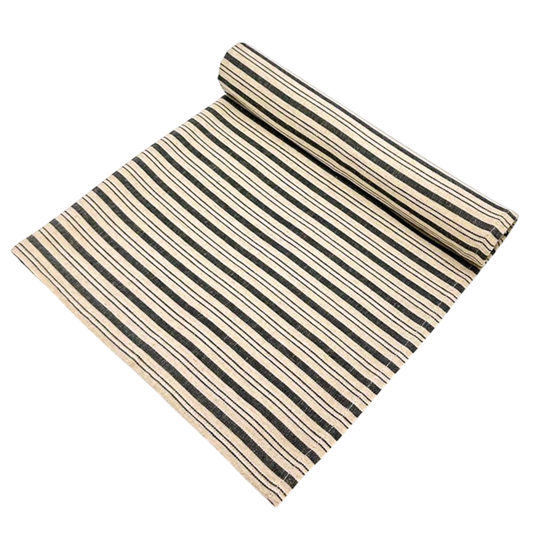 Black and cream stripped tablecloth