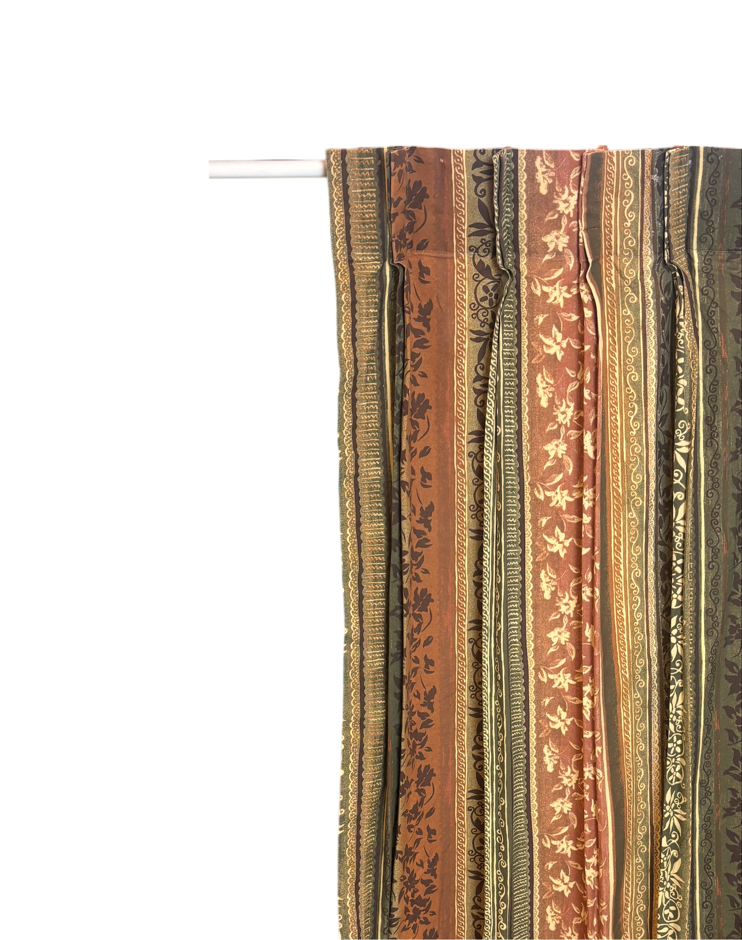Dark green, brown curtains