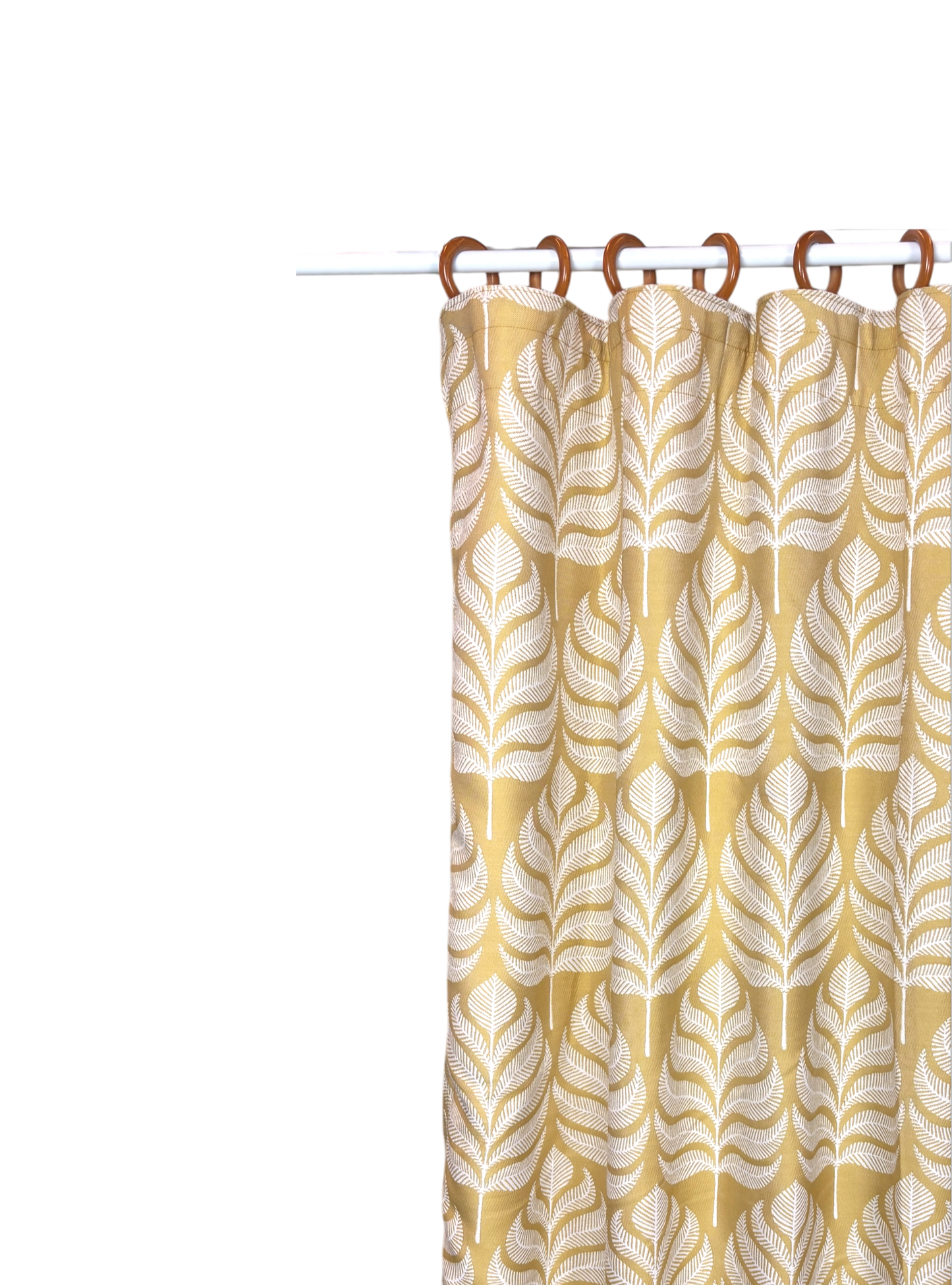 Gold curtains with white leaf