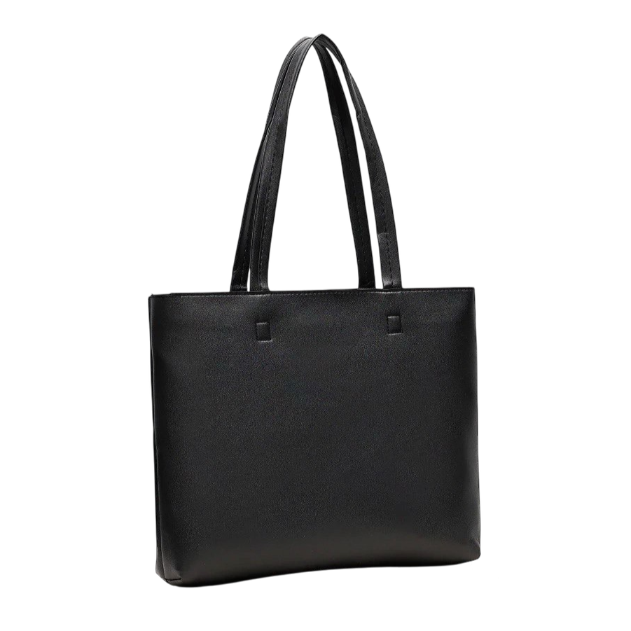 Black leather tote