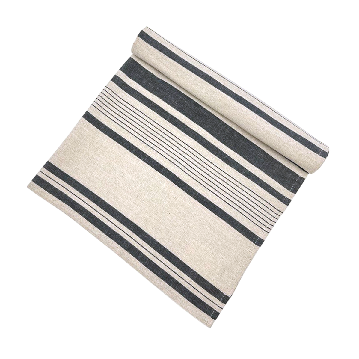 Black and grey thick stripped tablecloth