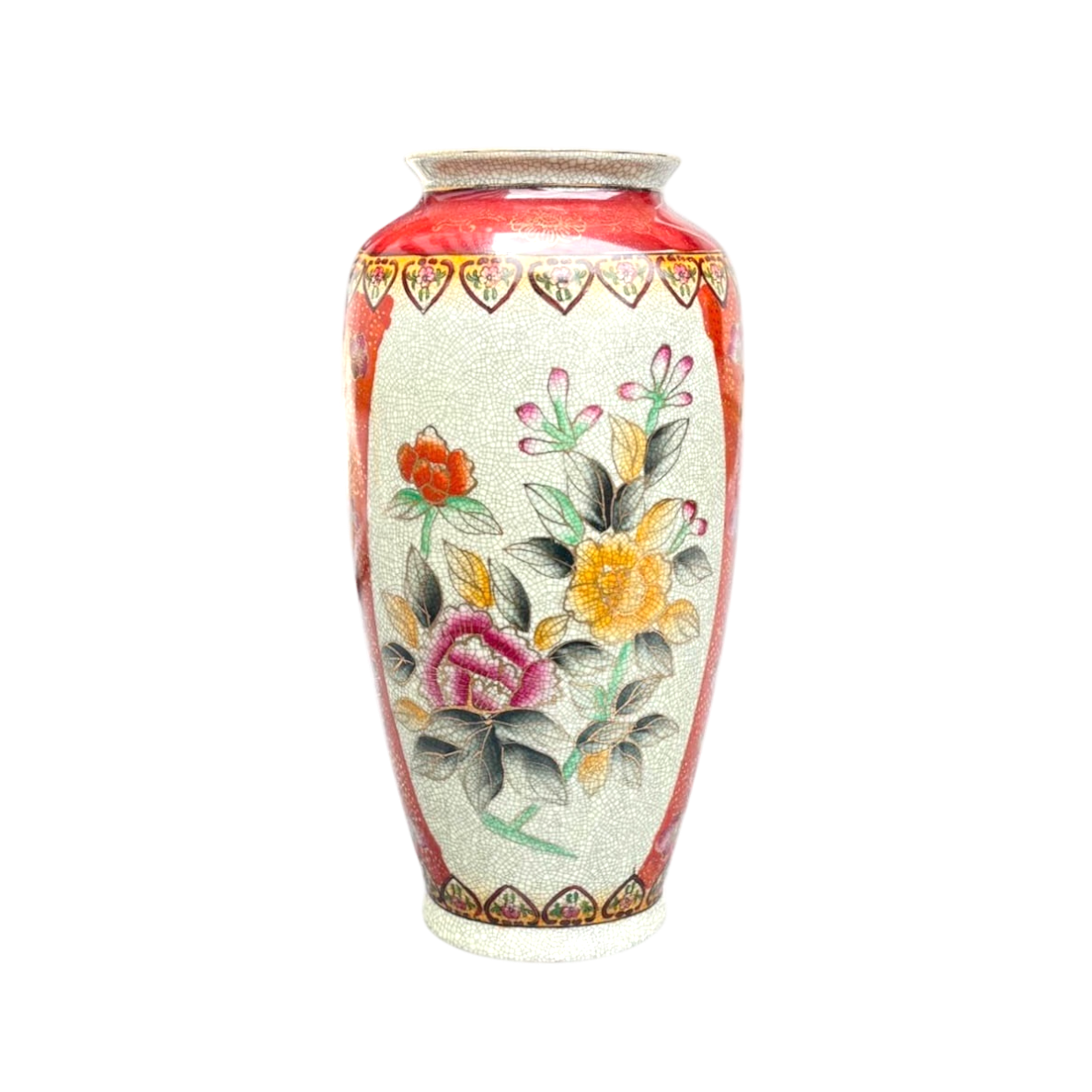 Dark orange and white porcelain vase