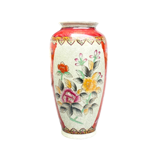 Dark orange and white porcelain vase