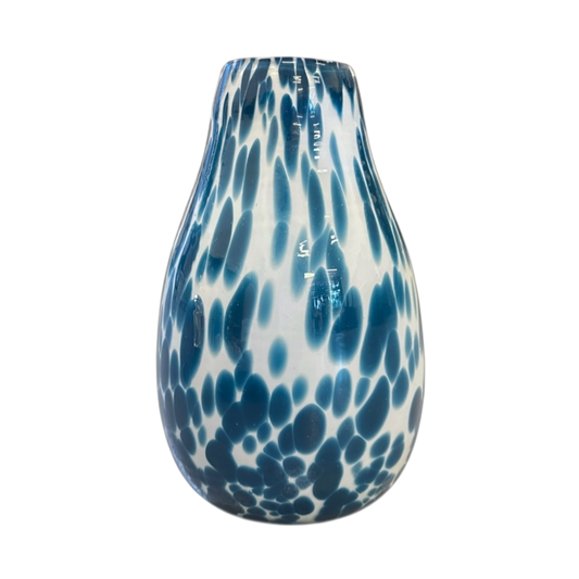 Blue and white bubbled vase