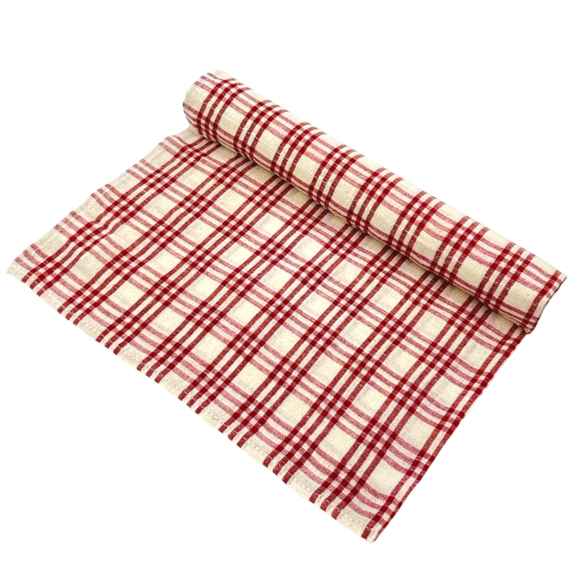 Red and white checkered tablecloth