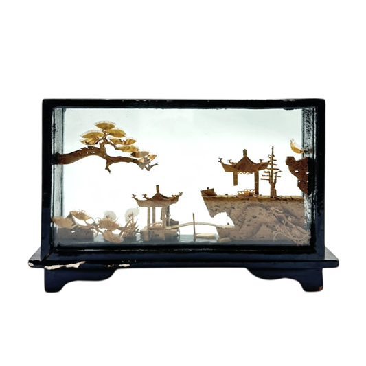 Chinese paper artwork in glass frame (rectangle)