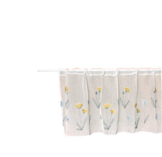 Translucent curtain with yellow flower