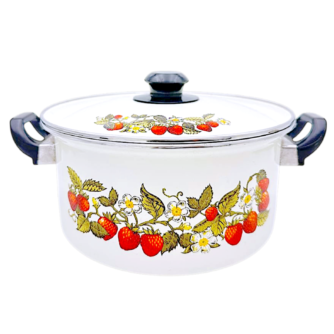 White pot with strawberries