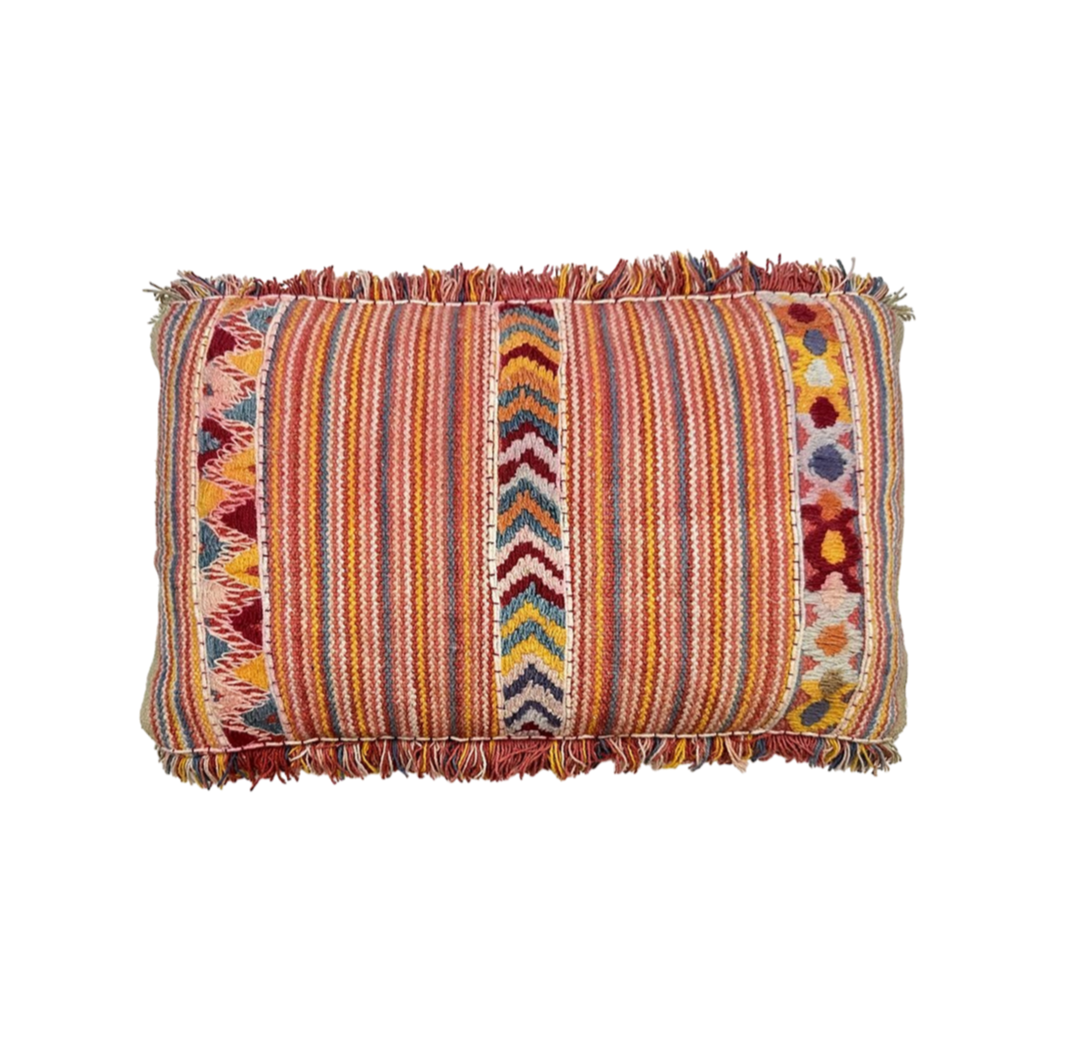 Orange cushion with stripes