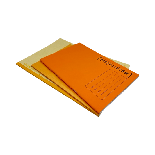 Set of orange notebooks