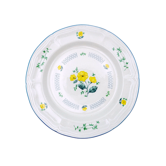 White porcelain with yellow flower plate