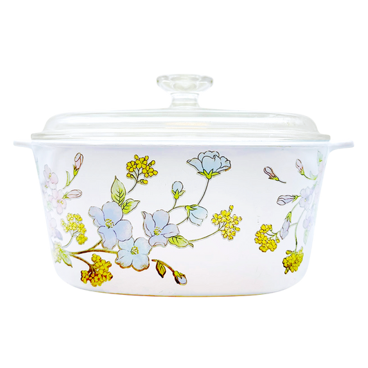 White pot with flowers