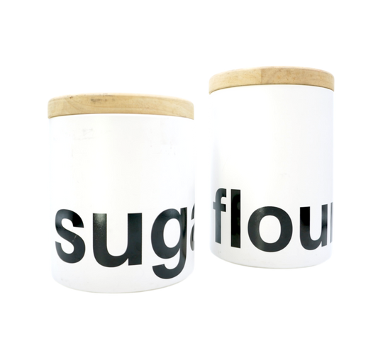 Sugar and flour white container