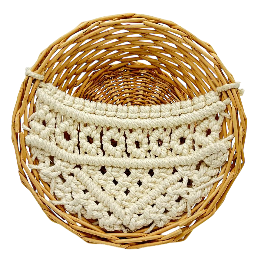 White crochet basket