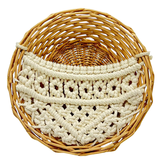 White crochet basket