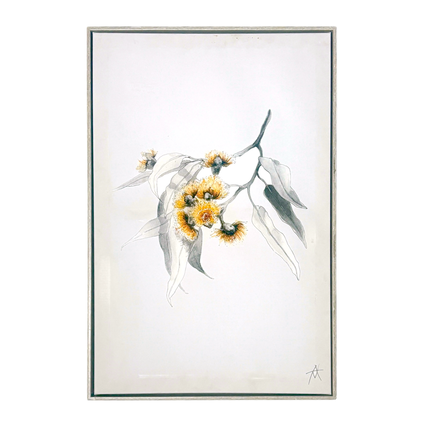 White leaf and yellow flower frame