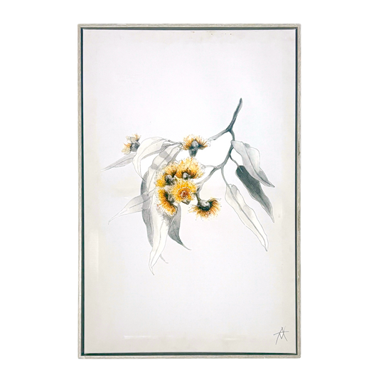White leaf and yellow flower frame