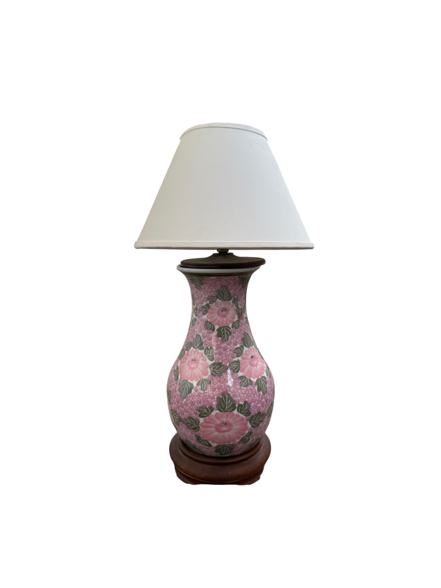 Slim pink floral table lamp