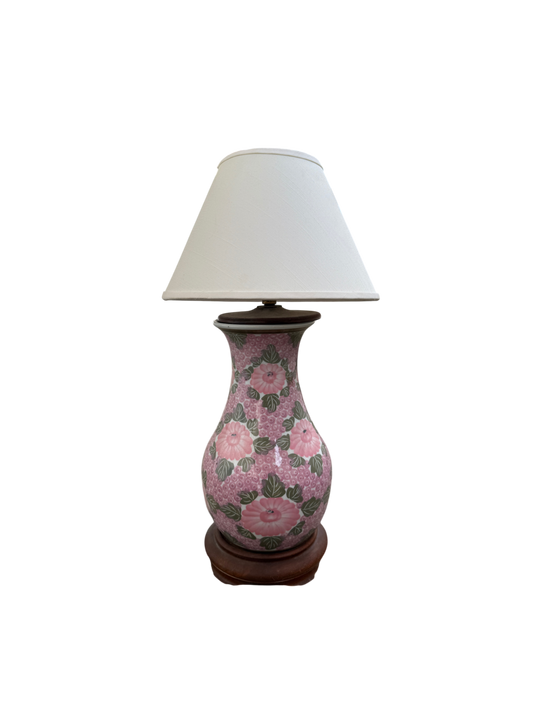 Slim pink floral table lamp