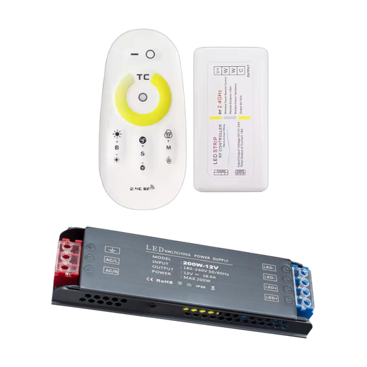 For LEDs: Transformer + remote & reciever set