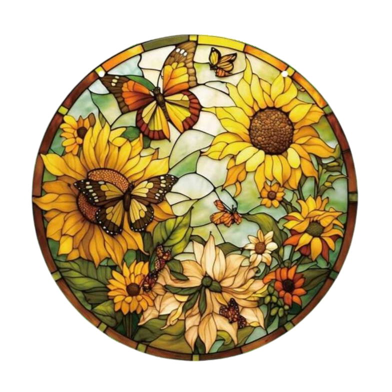 Sunflower faux stained glass