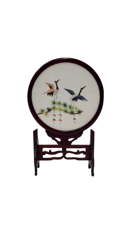 Round Chinese stork art