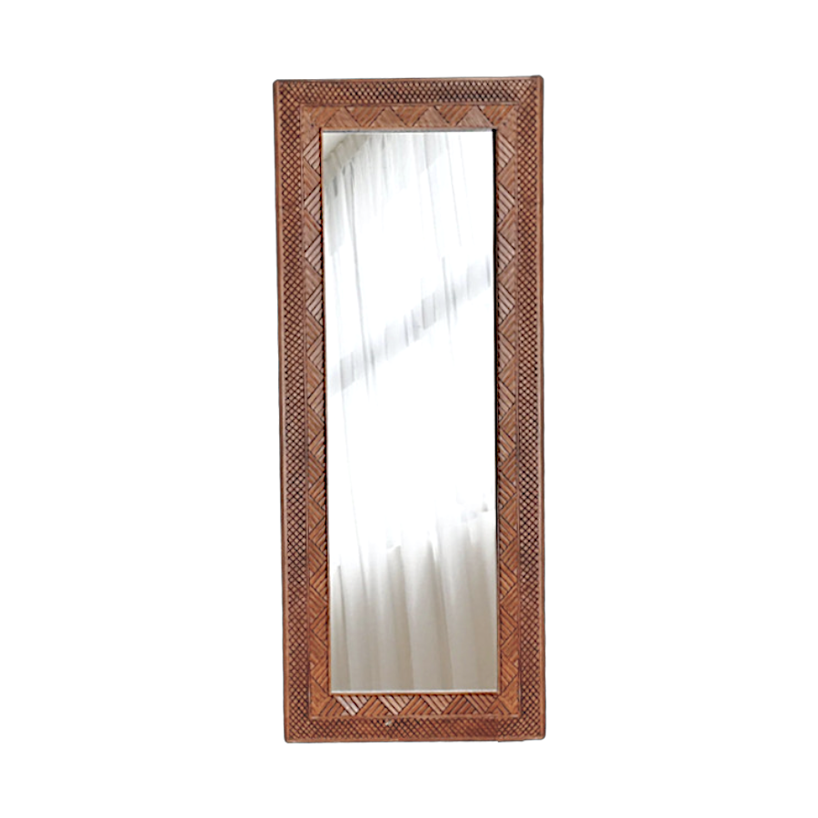 Manado Walnut Brown Carved Mirror