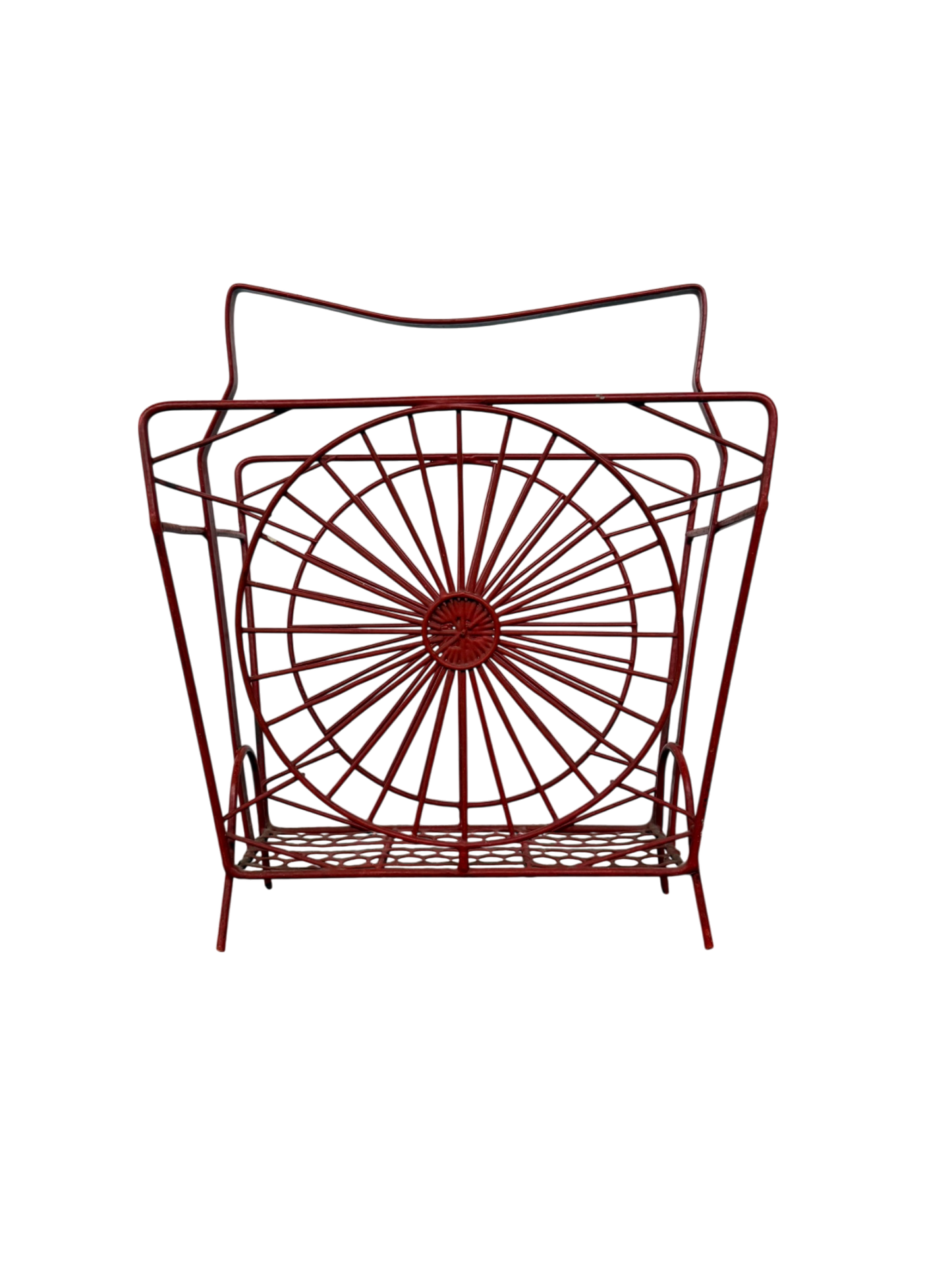 Vintage red magazine and newspaper rack