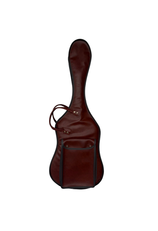 Brown leather guitar bag